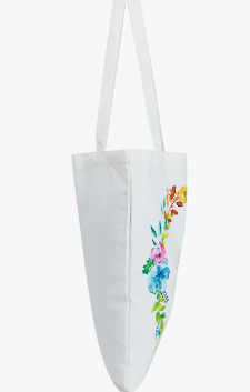 Set of 2 Reusable Monogram Letter Personalized Tote Bags for Women, Floral Design (29 Inches)