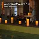 Homemory 12" x 5" Large Waterproof Outdoor Flameless Candles with Remote Control and Timer, Battery Operated Flickering LED Pillar Candles for Outdoor Larterns, Porch, Long Lasting, Set of 4