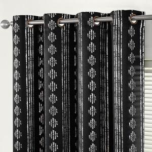 jinchan 95% Blackout Boho Curtains 96 Inch Length for Bedroom Black on Beige Geometric Printed Grommet Top Room Darkening Thermal Insulated Window Drapes 2 Panels