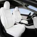 NLQR Full Seat Cover Set PU Leather Perforated Protector Cushion White Compatible with Tesla Model 3 2017 2018 2019 2020 2021 2022 2023