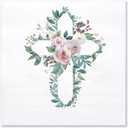 WRAPAHOLIC 50Pcs Floral Baptism Napkins - 3 Ply Floral Cross Disposable Paper Luncheon Napkins for Christening Religious, First Communion, Newborn Baby Shower Party Supplies - 6.5 x 6.5 In