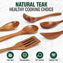 6 Pcs Wooden Cooking Spoons Set  Natural Teak Wood, Safe for Nonstick Cookware & Healthy Kitchen Utensils