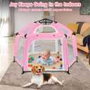 Pop Up Playpen for Baby, Portable Playpen for Babies and Toddlers with Removable Sun-Shades& 2 Side UV Covers, Lightweight Outdoor Baby Play-Pen for Beach Home with Travel Bag, Pink & Gray