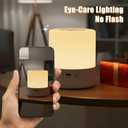 JIMEI Small Touch Cordless Bedside Table Lamp Rechargeable Dimmable Nightstand Lamp for Bedroom Portable Night Light for Kids LED Lamp with Warm White Lights for Living Room Home Gifts (White)