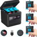 Replacement Batteries 2000mAh(3-Pack) for Hero 12/11/10/9 & Storage Fast Charger with High-Speed Micro SD Card Reader Function, Fully Compatible with Gopro 12/11/10/9 Original Battery and Charger