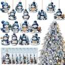 24 Sets Christmas Snowman Employee Appreciation Gifts Bulk Wooden Hanging Winter Snowman Ornaments in Blue with Thank You Card OPP Bag for Xmas Stocking Stuffers Office Coworker Team Nurse