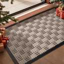 Mibao Front Door Mat, Heavy Duty Durable Welcome Mat for Outdoor Indoor, Dirt Trapper Waterproof Super Absorbent Door Mat for Entryway Outside Patio Porch, 35.5" x 24", Beige