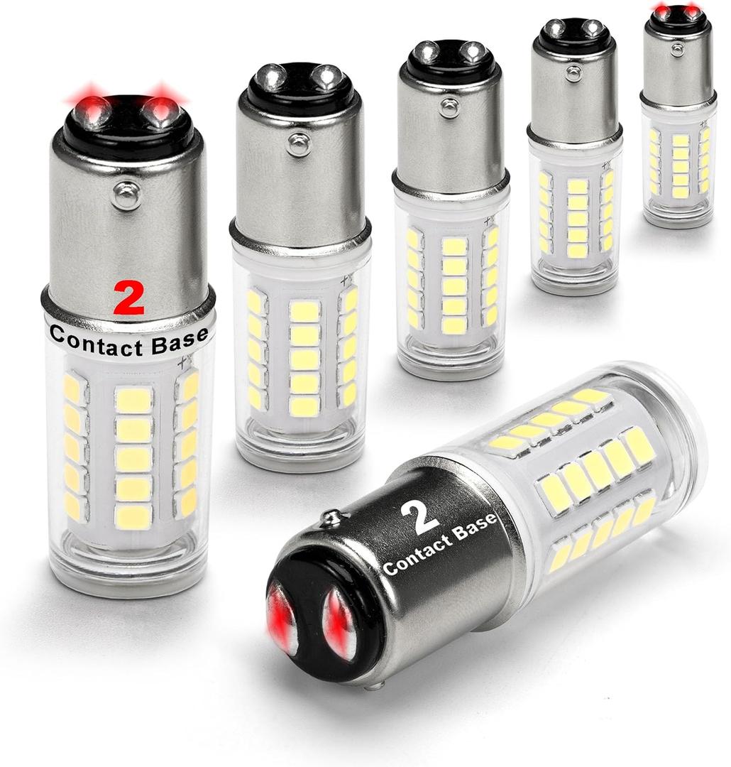 12V Low Voltage BA15D LED Bulbs 5W 500lm,Double Contact Bayonet 1142 1076 1130 1176 1075 S8 90 1004 Bright White 6000K for RV Camper Trailer Boat Marine Trunk Interior Landscape Anchor Lights,5Pack
