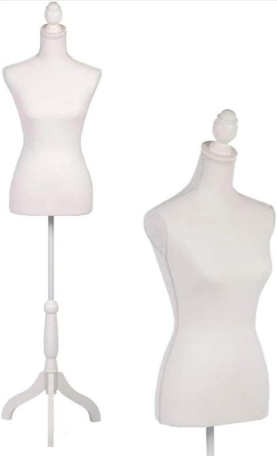 Adjustable Female Dress Form, 60"-67" Mannequin Torso on Wood Tripod, Sewing Mannequin for Clothing Display, Photography, Home Decor, (White)