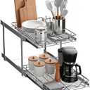 2-Tier Pull-Out Cabinet Organizer with Heavy-Duty Steel Frame, Full-Extension Sliding Shelves, Holds 100 lbs, Easy Install for Kitchen, Pantry & Under Sink Cabinets, 15" W x 21D x 16.5" H