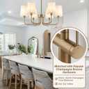 Yunnix 6-Light Champagne Bronze Chandelier, Champagne Chandelier with Linen Shades, No Assembly Required 25" Modern Dining Room Light Fixture for Living Room Kitchen Bedroom Foyer UL Certified