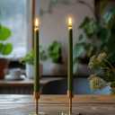 2 x 10" Classic Taper Candles, Moss Green, 4-Pack, 7-8 Hours Long Burning, Unscented Tall Candlesticks