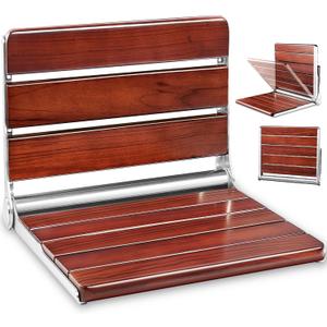 Upgraded 20" ADA Compliant Folding Teak Shower Seat Wall Mounted - Larger Teak Shower Bench, Home Care Folding Shower Seat for Inside Shower, Wall Mount Shower Chair Shower Stool, Max Load 400lb (20*17*11 Inch)