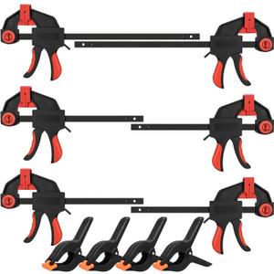 2pcs 12" and 4pcs 6" Bar Clamps and 4pcs 6" Spring Clamps for Woodworking, Quick Release F Clamp with 150lbs Load Limit
