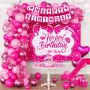 Pink Birthday Party Decorations for girls,Birthday Banner,Pink Backdrop,Hot Pink Balloons Party Decorations