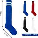 Medsuo 2 Pairs Kids Football Socks Aged 7-12 Knee High Breathable Soccer Socks Long Football Sport Socks for Kid Boy Girl (Blue)