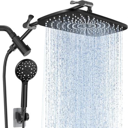 Veken 11.8'' Rain Black Shower Head with Handheld Spray Combo, Extension Arm for Rainfall showerhead, Muti-modes Massage High Pressure Hand Held Shower Heads with Hose, Anti-Clog Nozzles & Bathroom : Tools & Home Improvement