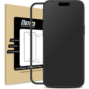 Mothca Matte Glass Screen Protector for iPhone 16 Plus/iPhone 15 Plus (6.7 inch) Anti-Glare & Anti-Fingerprint Tempered Glass Film, [Easy Installation Frame] Case Friendly, Smooth as Silk