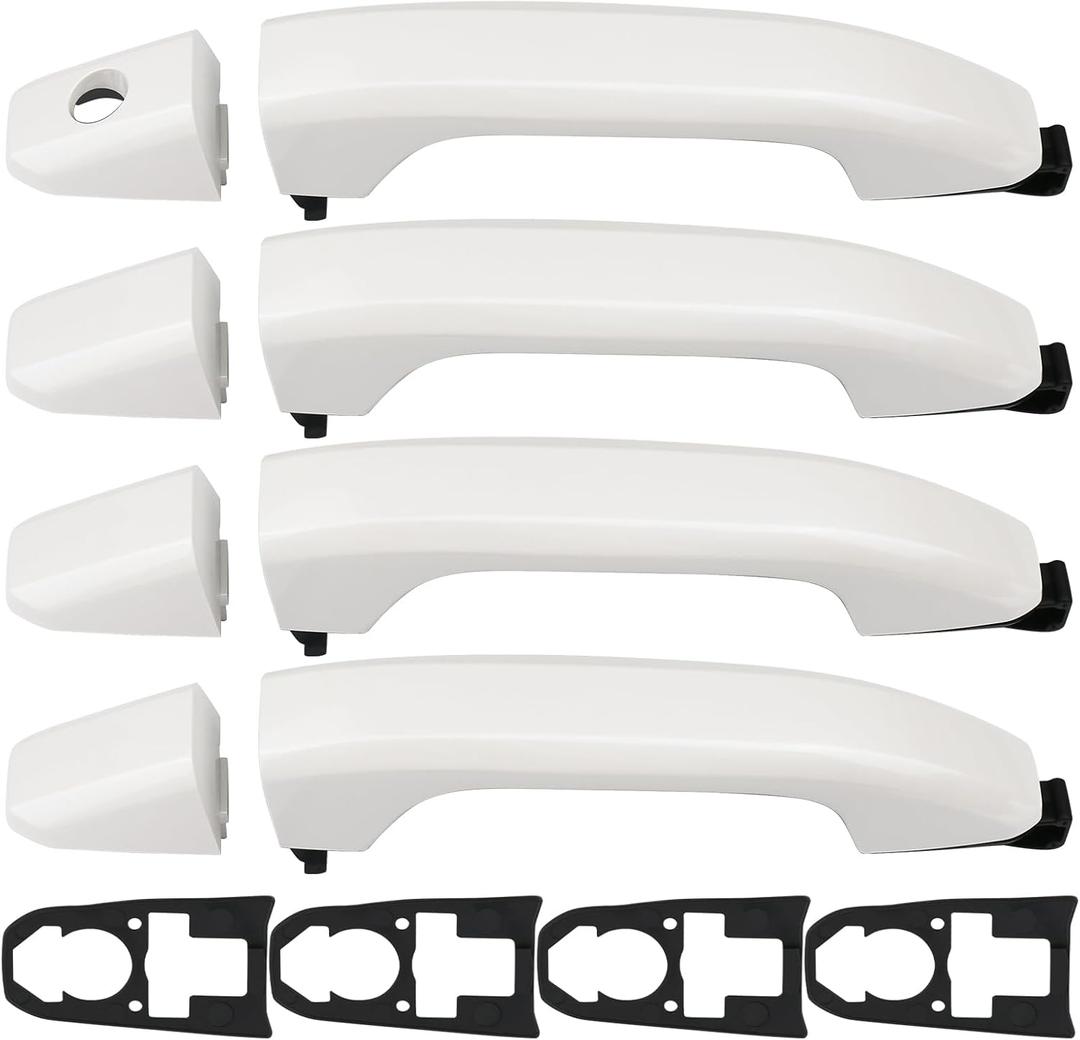 APPERFiT Exterior Door Handles w/Gaskets Set White Compatible with 2014-2020 Chevy Chevrolet Silverado Suburban Tahoe, GMC Sierra Yukon Door Parts 13534897 22923605 84711849