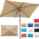 Blissun Rectangular Patio Umbrella, Table Market Umbrella with Tilt and Crank, Outdoor Umbrella for Garden, Deck, Backyard, Pool and Beach