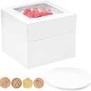 3 x 10x10x8 Inches Cake Boxes with Cake Boards, 3 Pack Premium Tall Cheesecake Boxes with Display Window