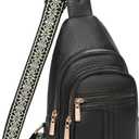 GAEKEAO Sling Bag for Women Crossbody Bags Fanny Pack Vegan Leather Chest Bag Travel Shoulder Belt Purse Backpack Gifts (9931-black)