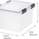 IRIS USA File Box WeatherPro File Organizer Plastic File Box for Letter/Legal File, Water Resistant Document Box, Durable Lid, Seal w/Secure Latching Buckles, Stackable, Nestable, Clear 32 Qt. 4Pack