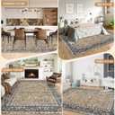 Washable Area Rug, 6x9 Persian Vintage Rugs, Ultra-Thin Foldable Vintage Rugs for Bedroom, Dining Room, Home Office, Pet & Child Friendly, Low Pile, Non-Shedding, Camel