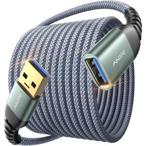 AINOPE USB Extension Cable,USB Extender,USB 3.0 Extension Cable, Male to Female Cord High Data Transfer Compatible with Webcam,USB Keyboard,Flash Drive,Hard Drive,Printer,10FT,Grey