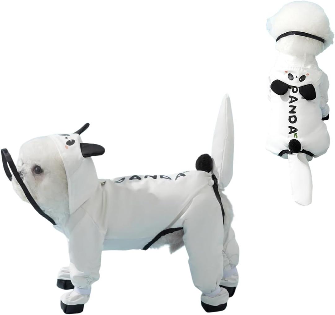 Small Dog Raincoat, Tail Protect Feet Cover Waterproof Dog Rain Jacket Rain Coat for Puppy Small Dogs(Panda,XXL)