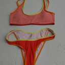 SherryDC Women's Sexy Scoop Neck Bikini Sets Color Block High Cut Thong Brazilian Two Pieces Swimsuit Bathing Suit (Medium, 179-watermelon Red)