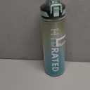 Water Bottle with Straw, 32oz Motivational Water Bottles with Time Marker to Drink, Tritan BPA Free, 1L Sports Water Bottle with Carry Strap LeakProof for Women Gym Fitness Outdoor (1 Pack) (Green Mint)