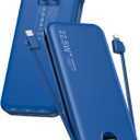 citicr Portable Charger Power Bank, 12000mAh 22.5W USB C Fast Charging with Built-in Cables & Wall Plug, 5-in-1 External Battery Pack with LED Display, Perfect Backup for iPhone, iPad, Samsung Navy