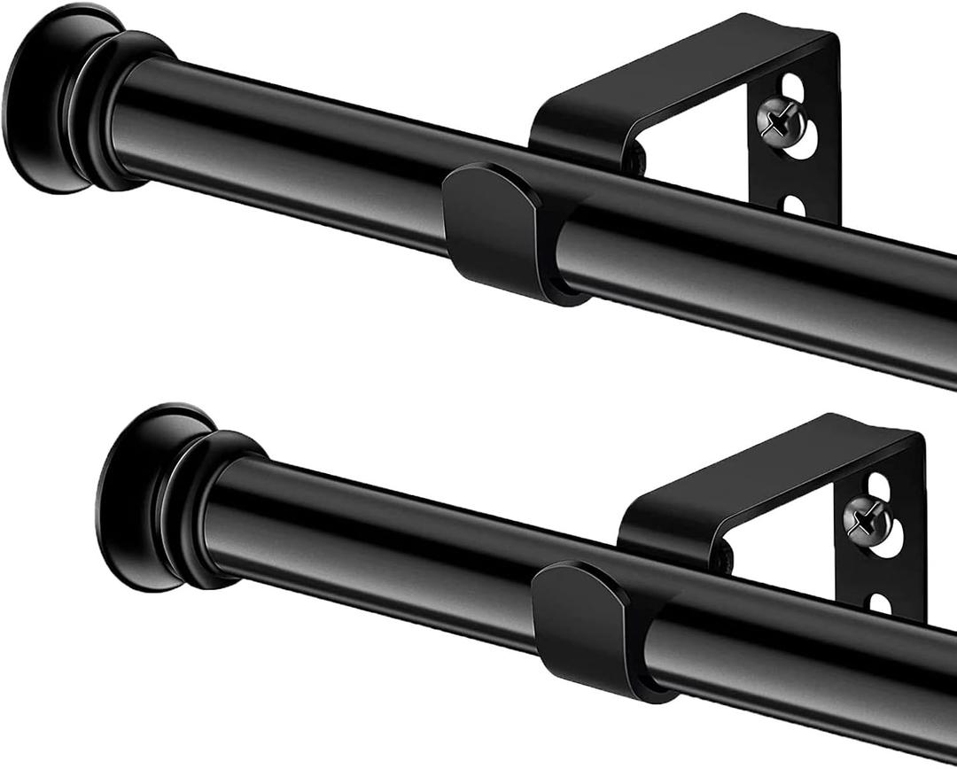 Curtain Rods 2 Pack 5/8 inch Black Curtain Rods for Windows 30 to 45 Inch with Brackets Easy to Install for Bedroom Living room Kitchen30", 45"