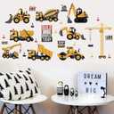 Construction Wall Stickers, Truck Digger Excavator Cartoon Engineering Car Decorative Wall Decals, Vinyl Peel Stick Decor Wall Decors for Kids Baby Bedroom Boys Room Nursery Playroom, 18.9 Inches X 1.19 Inches