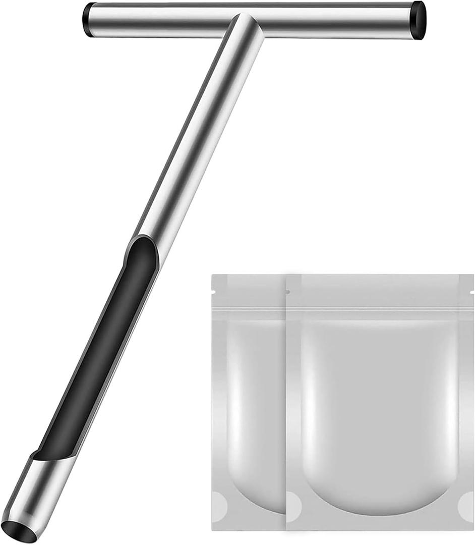 12 Inch Stainless Steel Soil Probe Rod with T Handle, Includes Soil Sample Kit, for Plant Care Lawn Garden Farm