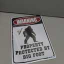 Warning Property Protected by Big Foot Tin Signs Funny Metal Decor Gift Sign 12x8 Inches For Home Yard Street Outdoor Cute Bigfoot Gifts Garage Man Cave