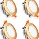 2 Inch LED Recessed Lighting, Dimmable Downlight 3W(35W Halogen Equivalent), 3000K Warm White Ceiling Light, CRI80, Gold Trim with LED Driver(4 Pack)