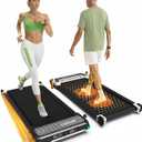 2 Side Walking Pad Treadmill with Incline Massage Function, 2 in 1 Under Desk Treadmills Walking Pad and Foot Massager for Home/Office, Portable Treadmill with Remote Control LED Display (Black)