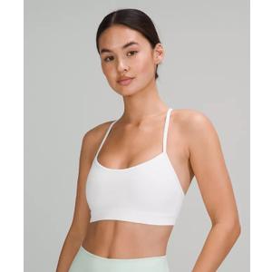 Women’s White Sports Bra, Light Support Strappy Yoga Bra, Seamless Workout Crop Top, Size M 
