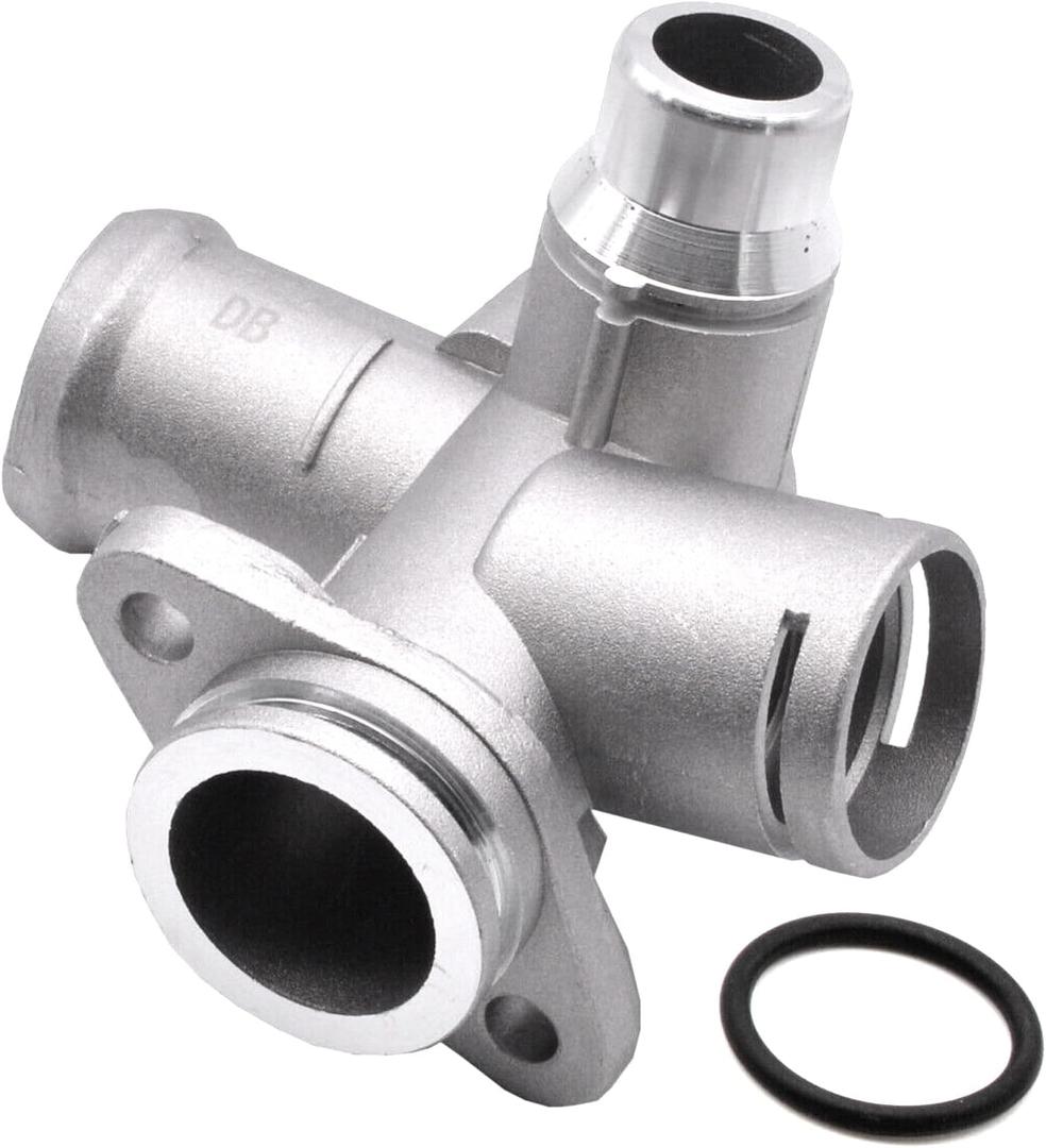 06D121132C Aluminum Engine Coolant Hose Flange Connection Pipe Compatible For Audi A4 2005-2008, A6 2005-2011 Quattro Replaces 06D121132 06D121132A