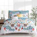 Levtex Home - Danika Comforter Set - Full/Queen Comforter (90x94in.) and 2 Standard Shams (20x26in.) - Vibrant Botanical Floral Design - Reversible - Cotton - Polyester Fill