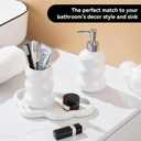3-Piece White Ceramic Bathroom Accessories Set with Tray, Lotion Dispenser, and Tumbler for a Luxurious Bath Experience