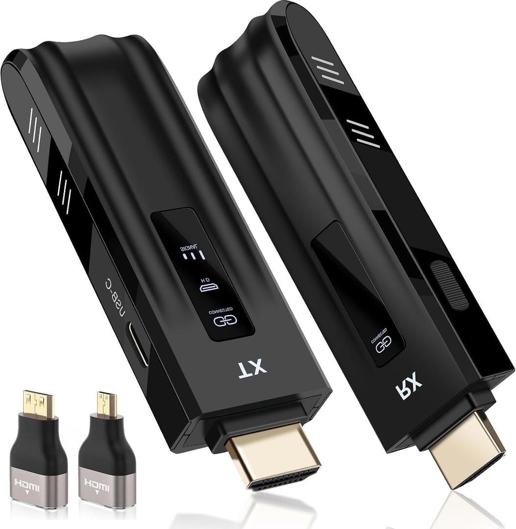 Beyn 2026 Wireless HDMI Transmitter and Receiver, 1080P@60Hz Output with 4K Decode, up to 328ft Range, Plug & Play for Laptop to TV, Projector, Monitor (Obsidian Black)
