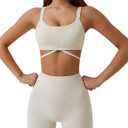 ABOCIW Workout Sets for Women 2 Piece Twist Front Halter Sports Bras High Waist Biker Shorts Exercise Gym Yoga Outfit (Medium)