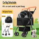 Pet Stroller for Medium Small Dogs/Cats - 4 Wheels Foldable Dog Stroller with Storage Basket,Dog/Cat Carrier,Adjustable Handle,Folding Puppy Carrier Suitable for Traveling with Cats and Dogs (Black)