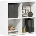 Furinno LUDER Book Shelf, 4-Cube Bookshelf, Bookcase, White
