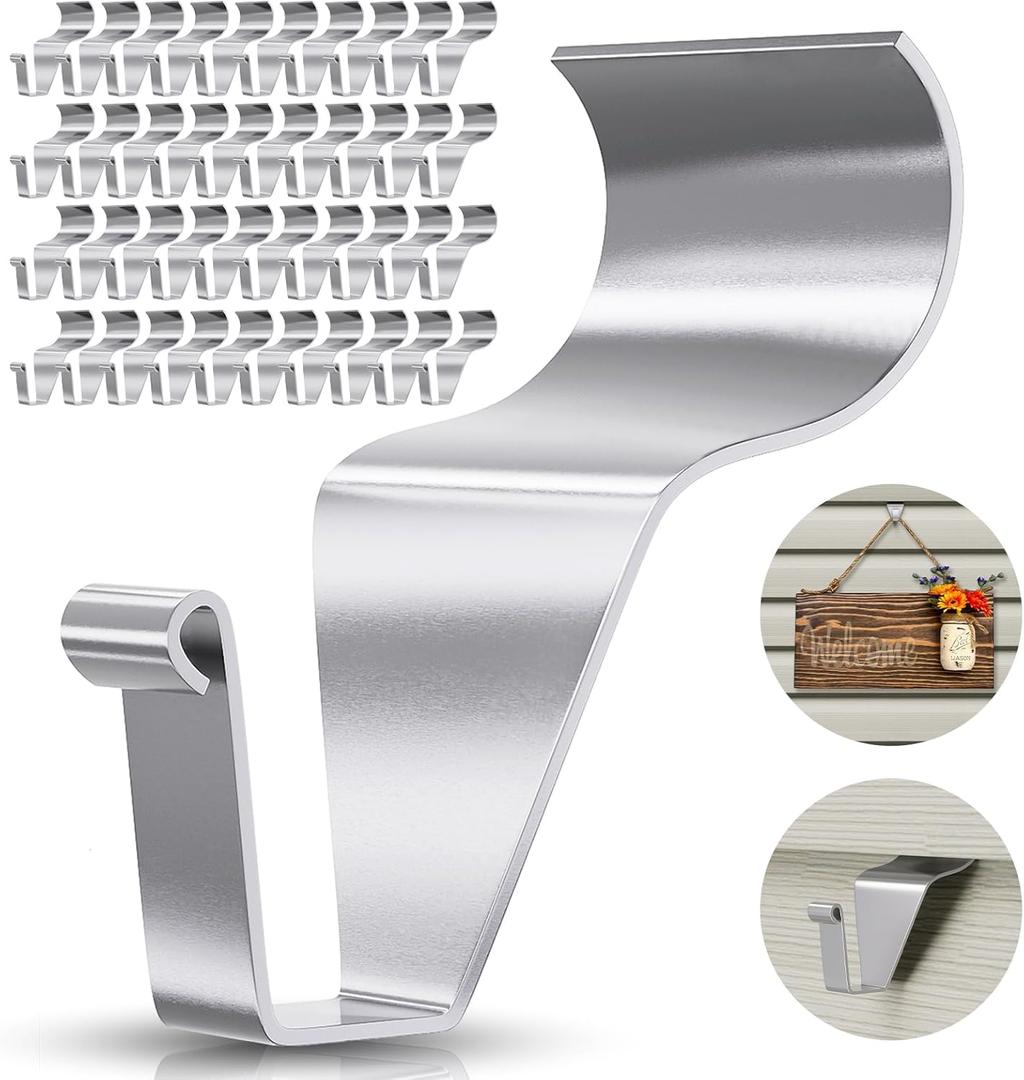 Antimbee Vinyl Siding Hooks Hanger,40 Pack Heavy-Duty Stainless Steel Siding Hooks No Hole Siding Hanging Hanger for Hanging on Patio,Vinyl Siding Clips Applicable to Outdoor or Holiday Decoration