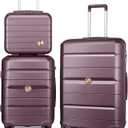 Somago 3 Pieces Luggage Set(14/20/24) PP Lightweight 4 Double 360 Degrees Mute Spinner Wheels Suitcase with TSA Lock & YKK Zipper (Elegant Purple)