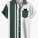Bowling Shirts for Men Retro Short Sleeve Button Down Shirt Hawaiian Casual Printed Beach Shirt Size L
